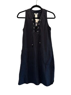Tommy Bahama navy blue Lace-Up Sleeveless Dress/coverup
